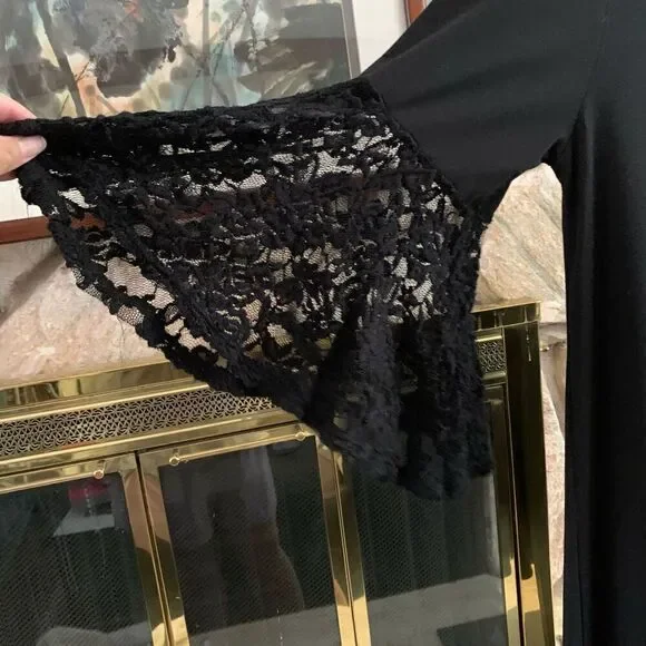 Women’s Lularoe Maureen Dress flared lace sleeve boho festival swing dress - Picture 5 of 8